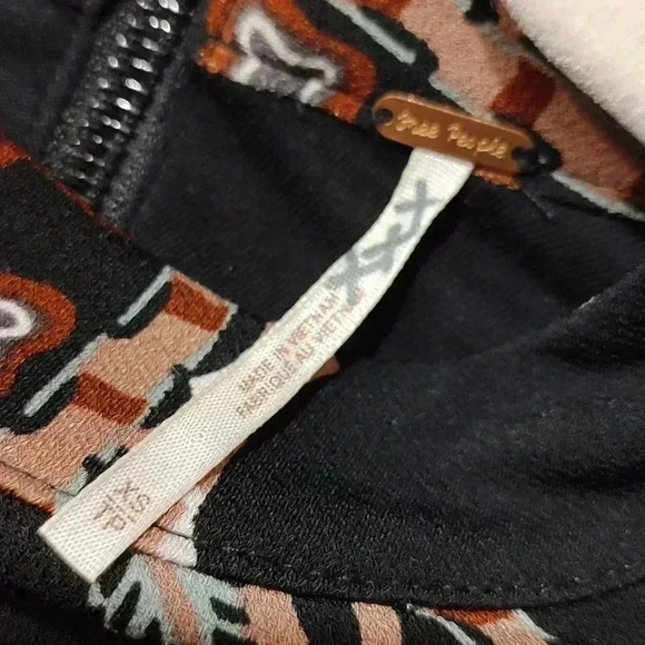 Free People Stella Black Patterned Mock Neck Long Sleeve Mini Dress XS - Picture 10 of 10